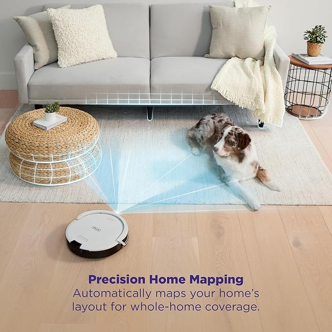 Shark Navigator Robot Vacuum with Bagless 30-Day Capacity Self-Empty Base, Powerful Suction, SmartPath Navigation, Self-Cleaning Brushroll, for Carpets & Hard Floors, White, AV2110S