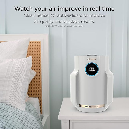Shark Air Purifier for Home, NeverChange Compact Pro, for Bedroom, Nursery, Home Office, Dorm, HEPA-Exceeding Filter, Captures Pollutants, Pet Dander, Dust, Odor, Smoke, and More, HP072WH, 2025, White