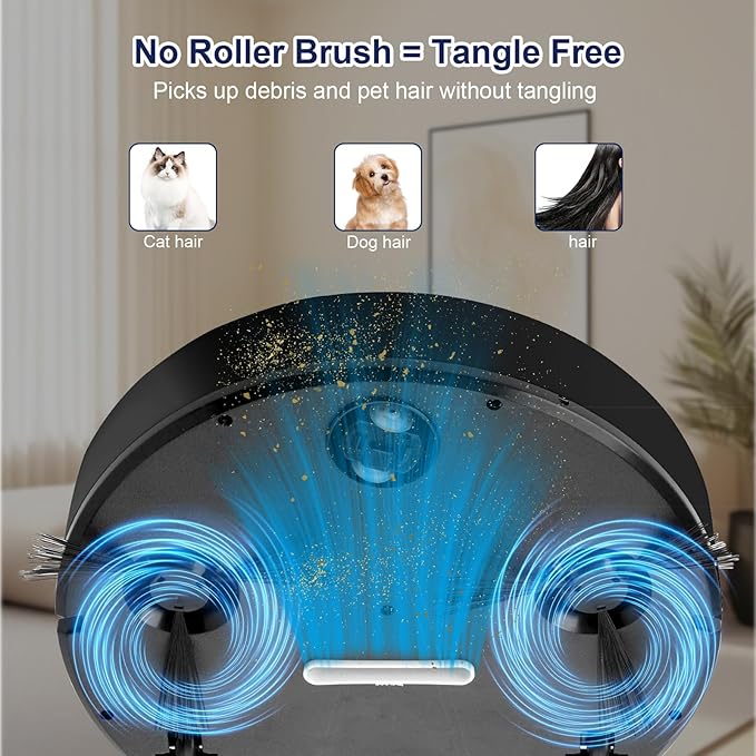 Robotic Vacuum Cleaner, Robot Vacuum and Mop,Advanced Obstacle Avoidance,Slim aspiradora Robotic Vacuum Cleaner Design, Tangle-Free Suction,Ideal for Hard Floor,Carpet,Pet Hair,One Click Start.