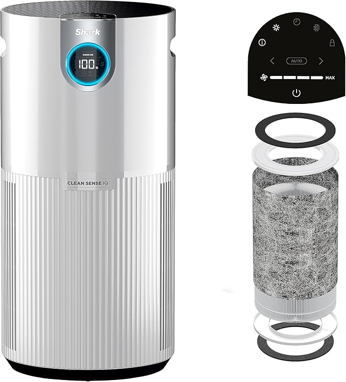 SHARK UA205 Nanoseal HEPA Air Purifier MAX with Clean Sense, Covers 1350 Sq Ft, XL Room, Captures 99.98% of Dust & Allergens, White (Renewed)