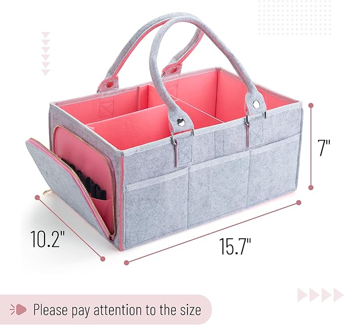 Mr. Pen- Baby Diaper Caddy Organizer, 1 Pack, Pink Inside, Baby Caddy Organizer with Handle, Compact Size, Collapsible & Portable