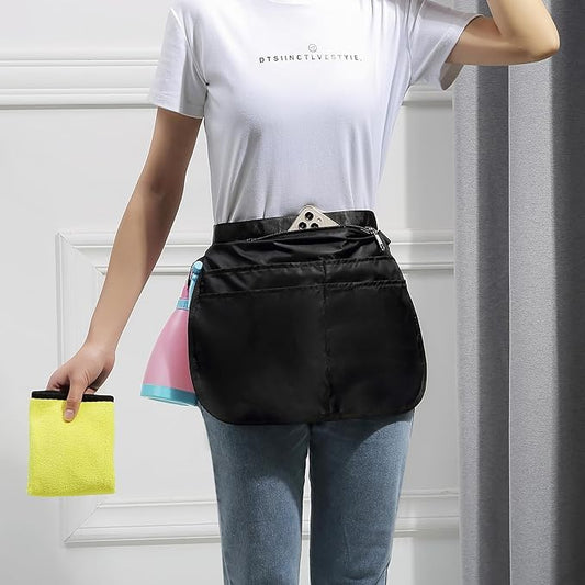Small Size Cleaning Caddy Apron for Women with 5 Pockets, Professional Waterproof Cleaning Supplies for Housekeepers