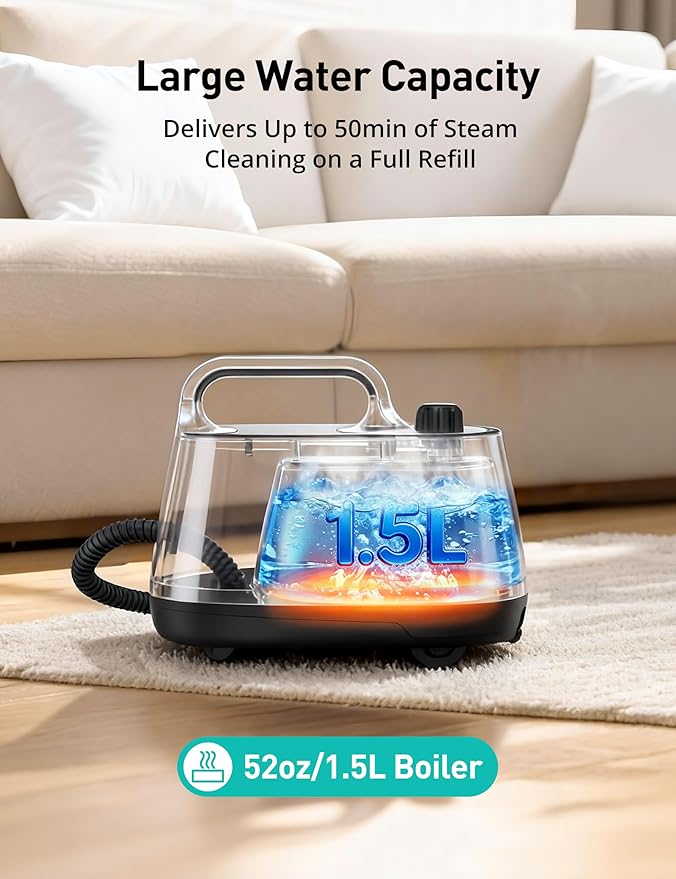Steam Cleaner, 293°F 58 PSI Powerful Multipurpose Handheld Steam Mop for Home Use, 21 Attachments, 50Oz Capacity, Heavy Duty Steamer for Carpets, Floors, Cars, Tiles, Crack Cleaning, Teal