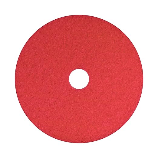 Americo Red Buffer Floor Pad, for Light Cleaning and Buffing, 11" Diameter, 3.25" Center Hole, 5 Pads/Case, Made of 100% Recycled Content, USA Made