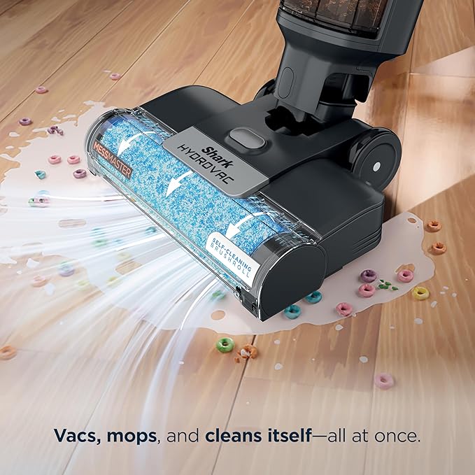 Shark | Wet Dry Vacuum Cleaner | Vacuum and Mop Combo | HydroVac MessMaster | 3-in-1 Self-Cleaning + Powerful Suction | 2 Brushrolls & 2 Solutions Included | Hardwood Floor & Area Rug Cleaner | AW261