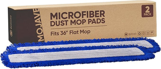 36" Mojave Microfiber Dust Mop Pads (Pack of 2) - for Hardwood, Tile, Laminate, Stone, Concrete Floors - Ideal for Commercial Use, Gyms, Schools, Warehouse, Basketball Courts