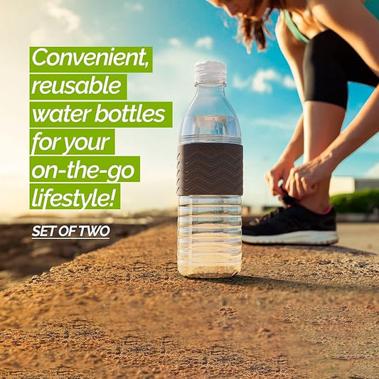 Copco Hydra Water Bottle with Spill-Resistant Lid, 16.9 oz (Set of 2) - Reusable Tritan Non-Slip Sleeve, Twist-Open Body - BPA-Free, Leak-Proof, Durable & Portable for Gym, Office, School (Gray)