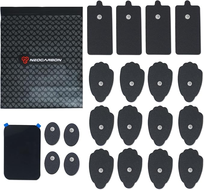 Reusable Electrode Pads for TENS EMS Unit, 20 Replacement Premium Pads and 1 Plastic Holder, Gray