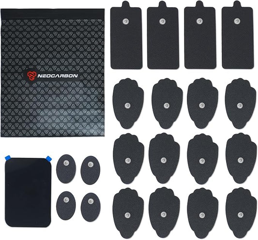 Reusable Electrode Pads for TENS EMS Unit, 20 Replacement Premium Pads and 1 Plastic Holder, Gray
