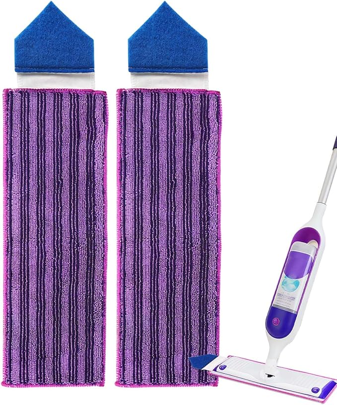 KEEPOW Reusable Power Mop Refill Pads with Scrubbing Pads Compatible with Swiffer PowerMop Microfiber Power Mop Refills Power Mop Pads Replacement for Hardwood Floor Cleaning, 2 Pack