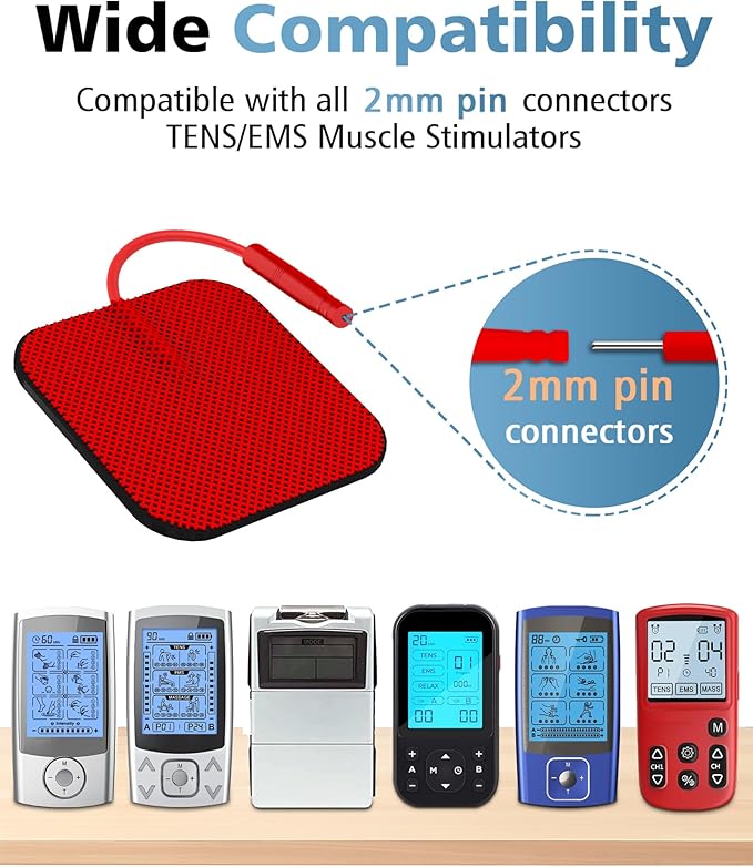 40PCS Value Pack TENS Unit Replacement Pads, Reusable Latex-Free TENS Unit Electrodes Pads Compatible with AUVON TENS, TENS 7000, Neocarbon, Nicwell, Etekcity, TENKER (RED)
