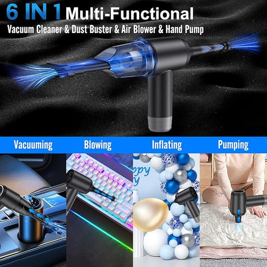 Fanisic Car Vacuum Handheld Vacuum Cleaner/Air Duster, 18000PA Strong Suction with Brushless Motor, Rechargeable Dust Buster/Hand Pump Low Noise for Car Detailing Home Office Cleaning