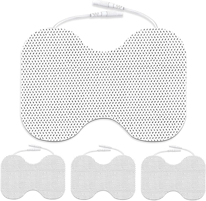 Tens Unit Electrode Pads for Shoulder Waist & Knee 4 * 6" Large Butterfly TENS Unit Pads Reusable Electrode Pads Compatible with TENS 7000, AUVON TENS, 2mm Pin Connector- 4 Pcs