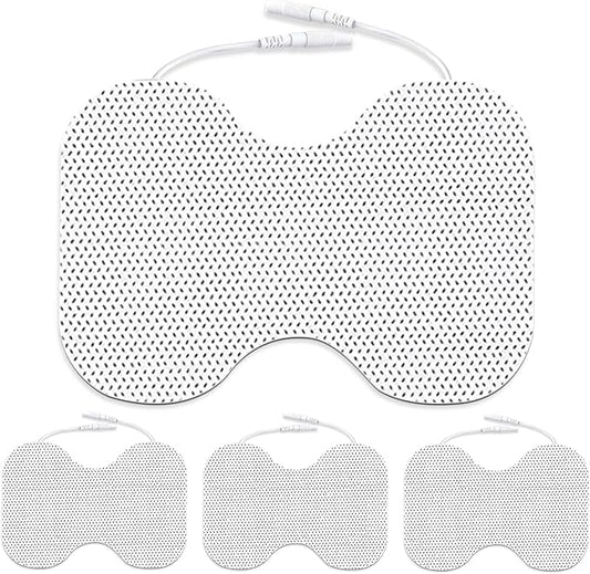Tens Unit Electrode Pads for Shoulder Waist & Knee 4 * 6" Large Butterfly TENS Unit Pads Reusable Electrode Pads Compatible with TENS 7000, AUVON TENS, 2mm Pin Connector- 4 Pcs