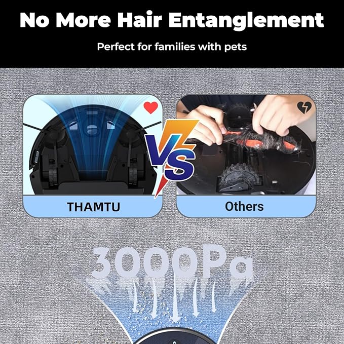 Robot Vacuum and Mop Combo, Slim 2-in-1 Vacuum Robotic with Strong Suction, Auto-Charging, Scheduling, Smart Robot Vacuum Cleaner Ideal for Pet Hair, Hard Floors & Low-Pile Carpets