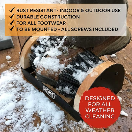 Heavy Duty Wooden Shoe Brush Cleaner Outdoor Floor Mount or Portable, Commercial Boot Scraper/Scrubber with Hardware