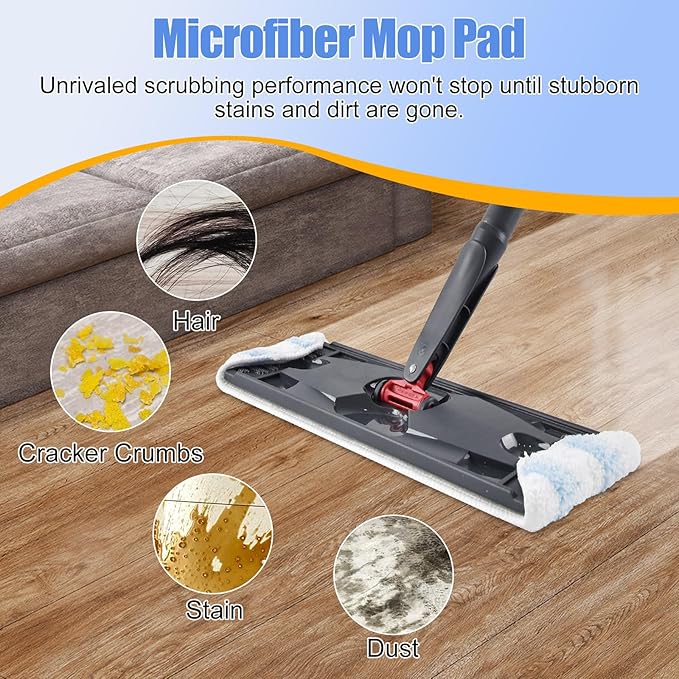 5 Pack Replacement Mop Pads Compatible with OCedar H2prO Flat Mop System,Microfiber Mop Pads Replacements for O Cedar H2prO,Washable and Reusable H2prO Mop Refills for Hard Floor Deep Cleaning