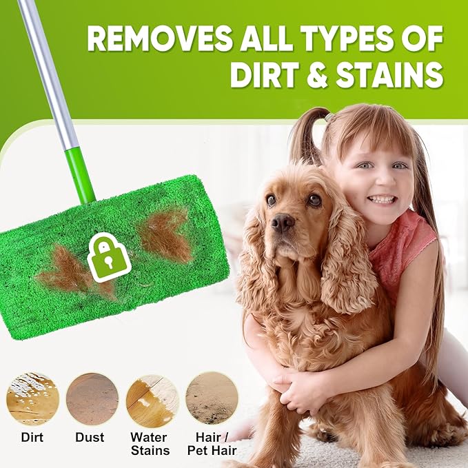 6-Pack Reusable Mop Pads Compatible with Sweeper Mop - 100% Coral Fleece Washable Refills - Microfiber Dry & Wet Sweeping Cloths for Multi-Surface/Hardwood Floor Cleaning