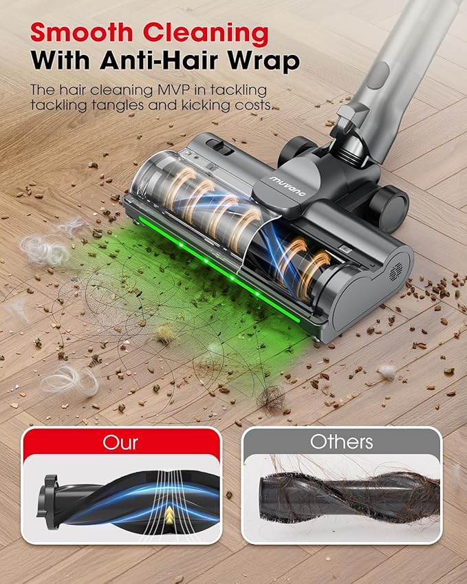 Cordless Vacuum Cleaners for Home, G26 Vacuum Cleaner, 45KPA Powerful Suction, Up to 60 Minutes, Tangle-Resistant, Rechargeable Stick Vac with Wall Mount for Pet Hair, Hardwood Floors