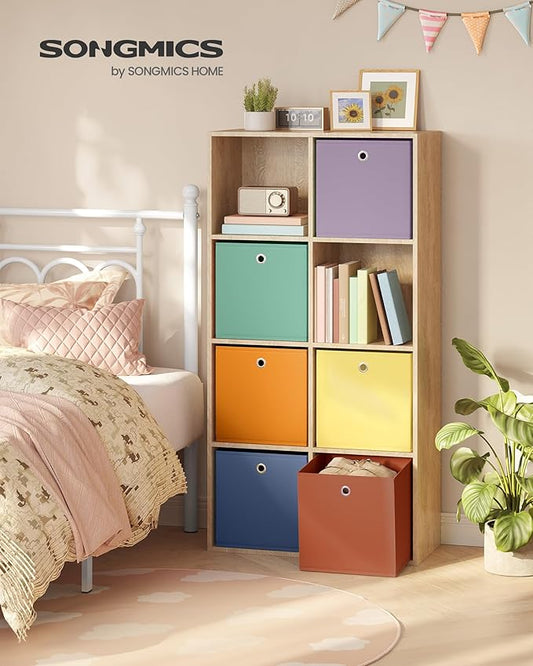 SONGMICS Storage Cubes, Set of 6 Odorless Foldable Storage Boxes, 13 x 13 x 13 Inches, Closet Organizers for Shelf, Rainbow Storage Bins, Colorful Fabric Bins for Bedroom, Living Room URFB233XA10