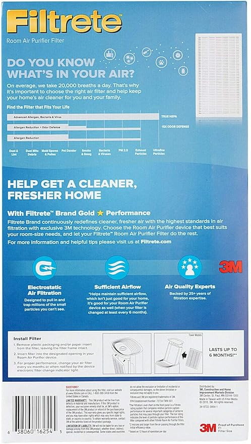 Filtrete™ Allergen Reduction HEPA-Type Room Air Purifier Filter FAPF-F1-A, F1