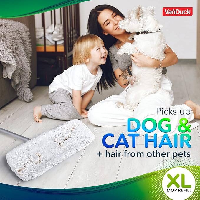 VanDuck Extra Large Cotton Mop Pads Compatible with Swiffer XL Mop - X-Large Wet and Dry Pads Refill, 4-Pack (Handle is Not Included)