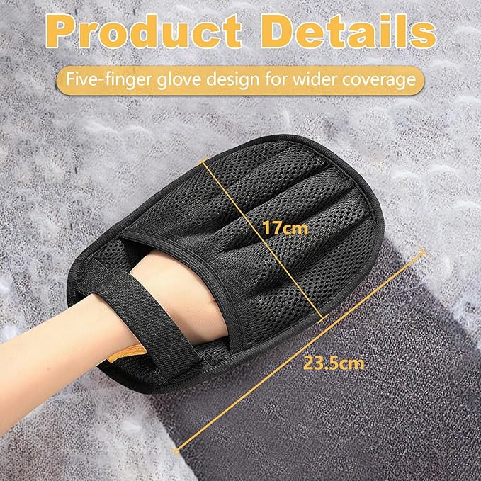 KUNAL 3 Pack Pet Hair Removal Glove,Electrostatic Pet Hair Removal Gloves,Five-Finger Grooming Tool,Reusable Fur Remover Glove for Pet Hair, Clothing, Couch, Furniture, Carpet, Car Seat