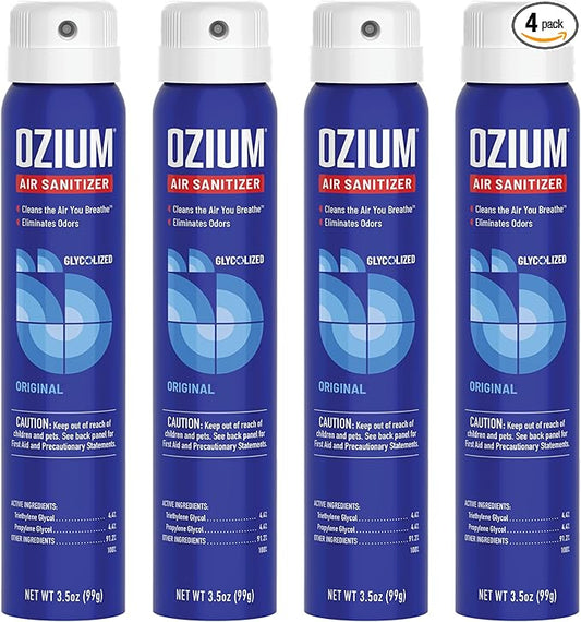 Ozium 3.5 Oz. Air Sanitizer & Odor Eliminator for Homes, Cars, Offices and More, Original Scent, 4 Pack