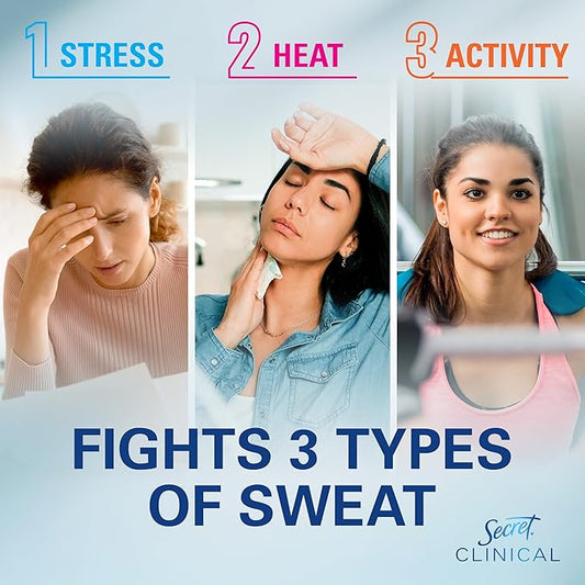 Secret Clinical Strength Antiperspirant Deodorant for Women, Stress Response, 3X Stress Protection, 72hr Sweat & Odor Protection, PH Balancing Minerals, Invisible Solid, 2.6 oz (Pack of 2)