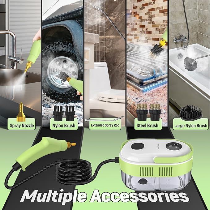 2500W Steam Cleaner for Home & Car, 10s Fast Heat Steamer for Cleaning, 6-Level Steam Control, Handheld Steam Cleaner with 37.19OZ Large Tank for Furniture, Grout, Carpet and Floor