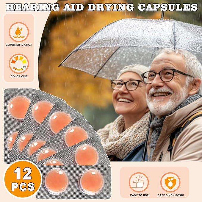 12 Pcs Hearing Aid Dryer Capsules, Drying Dehumidifier Caps Hearing Aid Accessories for Phonak, Starkey and Unitron Charger Case or Any Hearing Aid Case Supplies That can Store Dry Capsules (3Garm)
