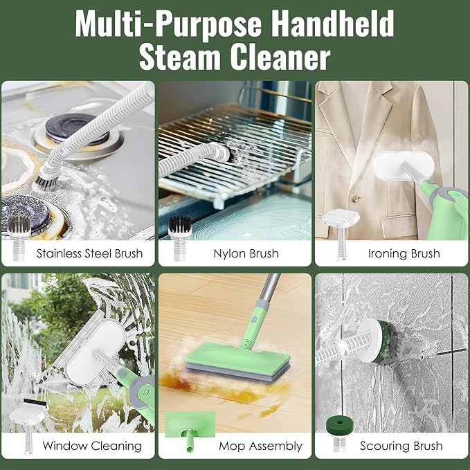FEPPO Steam Mop & Detachable Handheld Steam Cleaner for Home and Floor Cleaning,15s Heat-Up, 230°F Steamer for Deep Cleaning with Multi-purpose Attachments Hardwood Floors, Tile, Grout,