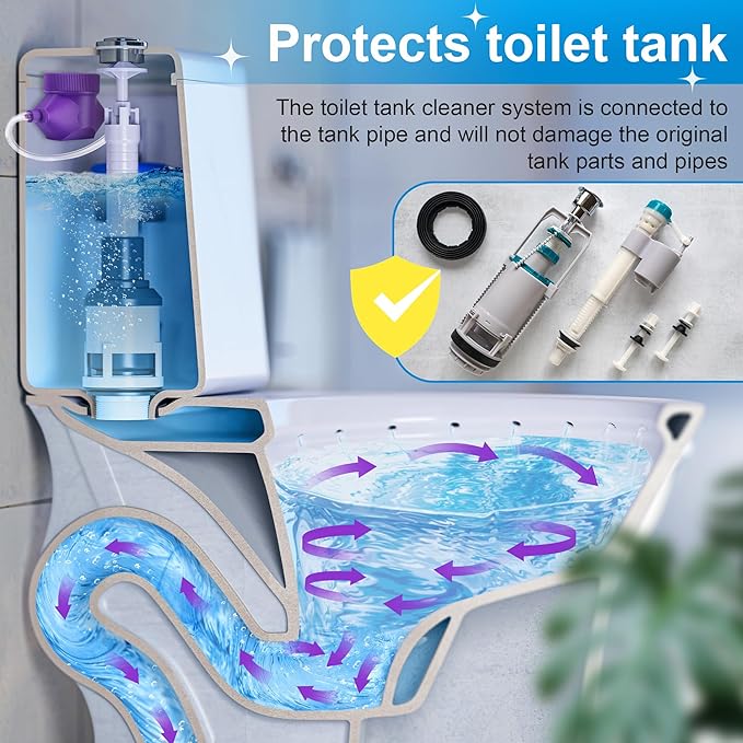 Meonum 2 Pack Toilet Cleaner System, Automatic Toilet Cleaner, Self Cleaning Bathroom Water Tank System for Automatic Remove Stains Mark Odors from Water Tank Septic, Upgraded Version
