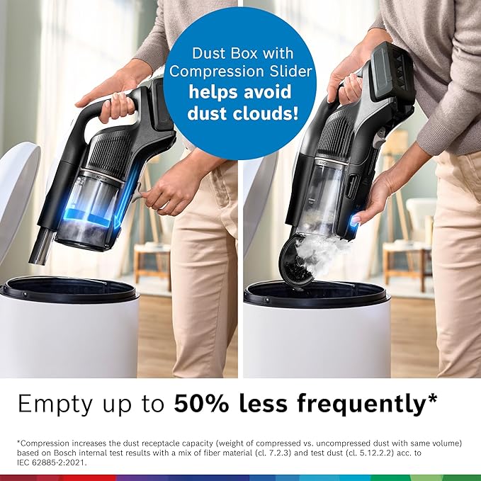Bosch Unlimited 10 Cordless Stick Vacuum, Up to 80-Min Runtime, 90° Flex Tube, MicroClean Brush, >99.9% Dust Pick-up, HEPA Filter, Pet Hair, Carpets & Hard Floors, 3 Accessories, White