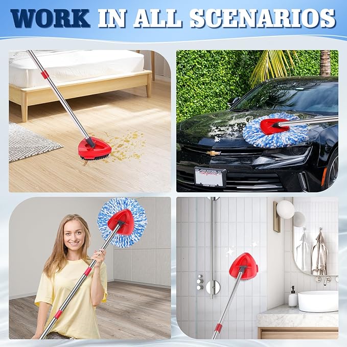 Microfiber Spin Mopping Refills Head for Oceda RinseClean 2-Tank System,1 Gray Mop Scrub Brush + 1 Mops Base + 6 Pack Easy Cleaning Mop Heads Replacements