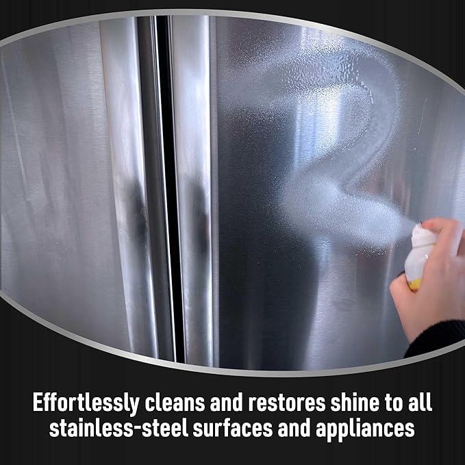 CLR Brands® Spot Free Stainless Steel Cleaner - Removes Water Marks, Fingerprints and Residue from Refrigerators, Dishwashers, Ovens and More, Streak Free Shine - 12 Oz Spray Can (Pack of 1)