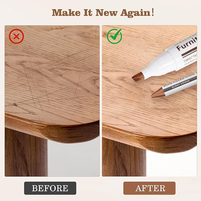 SEISSO 10 Colors Wood Wax Sticks ＆ Markers Furniture Repair Kit, Wood Floor Scratch Repair, Furniture Markers Touch Up Restore Floors, Tables, Holes, Laminate, Carpenters