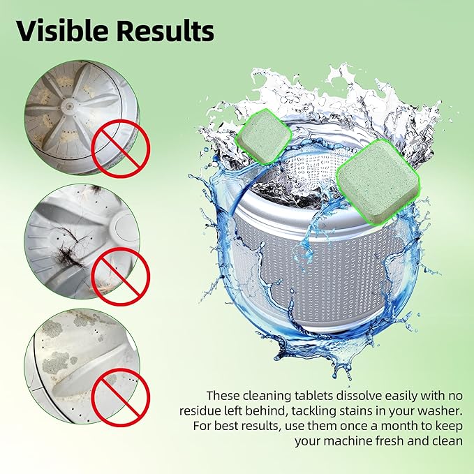 (30-Pack) Laundry Machine Cleaner, Washer Cleaner, for Front-Loaders, Top-Loaders, HE Machines, Easily Removes Residue, Septic Safe, Over a 12-Month Supply