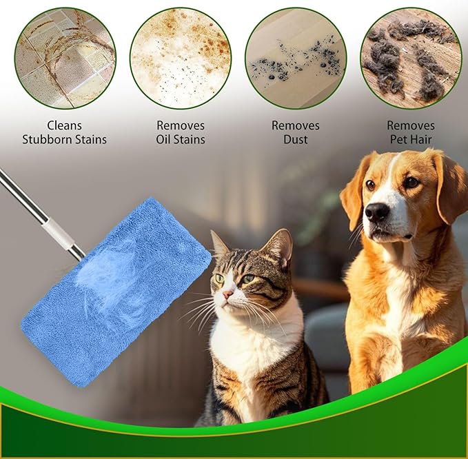 6 Pack Reusable Microfiber Mop Pads Compatible with Swiffer Sweeper, Washable Dry Sweeping Cloths & Wet Mopping Cloths Wet Pads Refill for Floor Cleaning (Mop is Not Included)