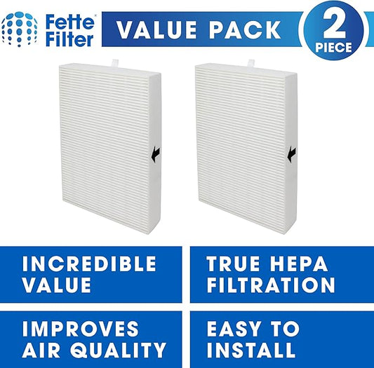 Fette Filter Air Purifier Filters. Compatible with HRF-R2, HRF-R3, Filter R (HRF-R2, 2-Pack)
