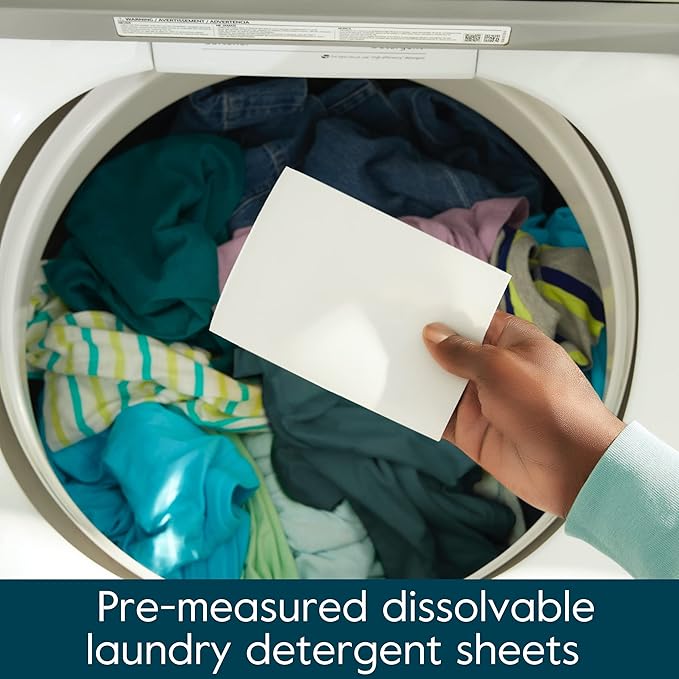 Grove Co. Laundry Detergent Sheets, Power Clean Dissolving Washer Sheets (2 Pack - 64 Loads) Tough Stain Remover, Unscented Free & Clear Formula