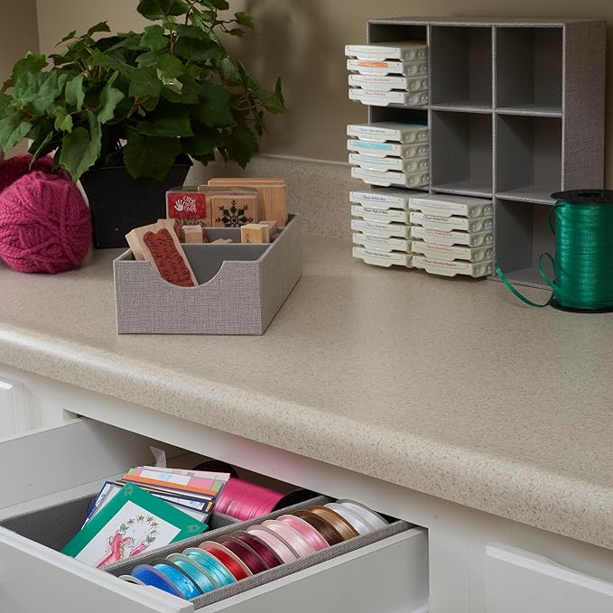 Household Essentials Grey 728-1 Deep 9 Section Drawer Organizer Box for Storage 12 in x 3.13