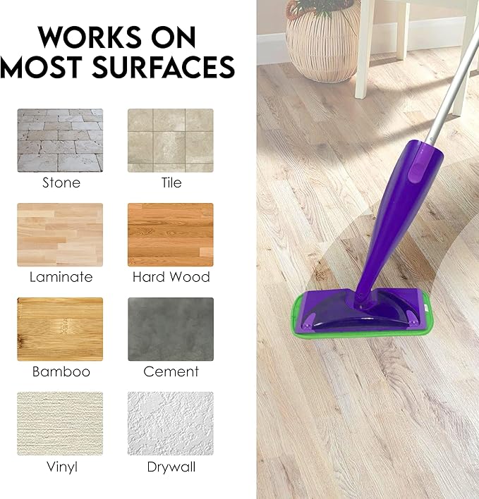 Turbo Mops Reusable Floor Mop Pads - Pack of 2, Machine Washable, 12-inch Microfiber Mop Refills - Compatible with Swiffer Wet Jet - Household Cleaning Tools