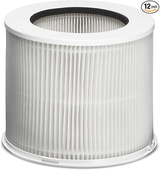 Clorox Tabletop Air Purifier True HEPA Replacement Filter, 200 Sq. Ft. Capacity, Removes 99.97% of Allergens up to 0.1 Micron, Compatible with 11020 & 11021, 1 Count (12020) (Pack of 12)