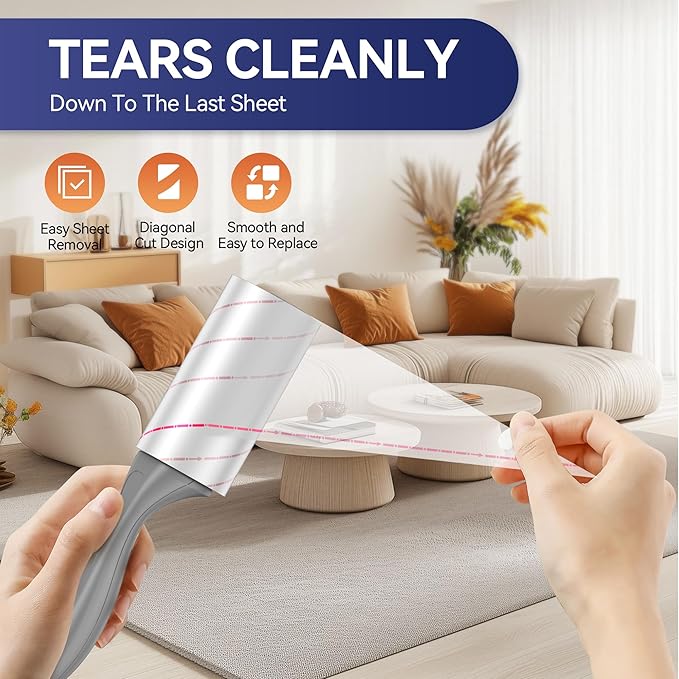 Lint Rollers for Pet Hair Extra Sticky,440 Sheets Mega Value Set with Reinforced 2 Handles and Tough Paper, Lint Roller for Clothes, Sofa Bed, Car Seat, and More