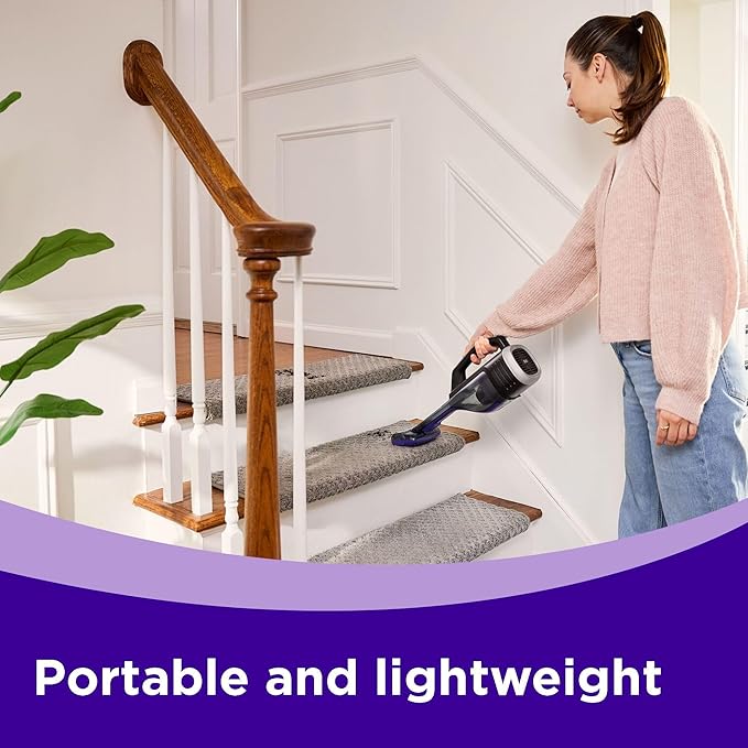 BLACK+DECKER dustbuster Reveal Pet Hair Vacuum, Hand Held Vacuum Cordless Portable for Home and Car, Rechargeable, LED Light, Powerful Suction, Includes Pet Brush and Crevice Tool (HLVD320BP07)