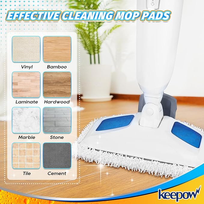 KEEPOW 1940 Steam Mop Pads 2 Pack for Powerfresh 1940 1544 1440 Series Floor Steamer Hard Floor Cleaner Microfiber Rags Replacement Parts