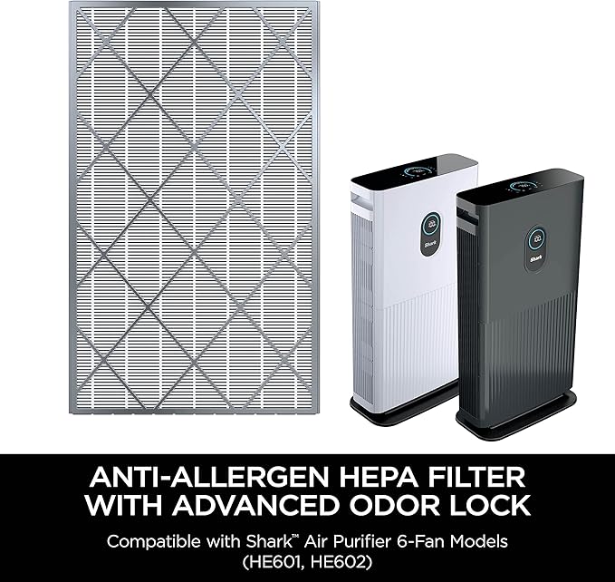 Shark HE6FKPET Anti-Allergen Hepa Filter with Advanced Odor Lock, Air Purifier 6 (HE601 & HE602), White