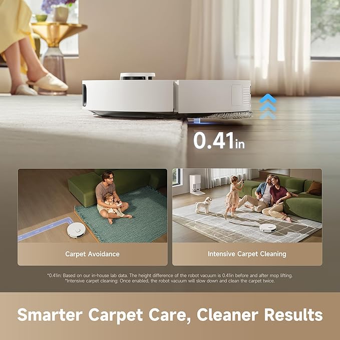 DREAME D30 Ultra Robot Vacuum and Mop, 25,000Pa Powerful Suction, All-in-One Base Station with 100 Days Auto-Empty, MopExtend Tech for Edge Cleaning, Smart Obstacle Avoidance, White