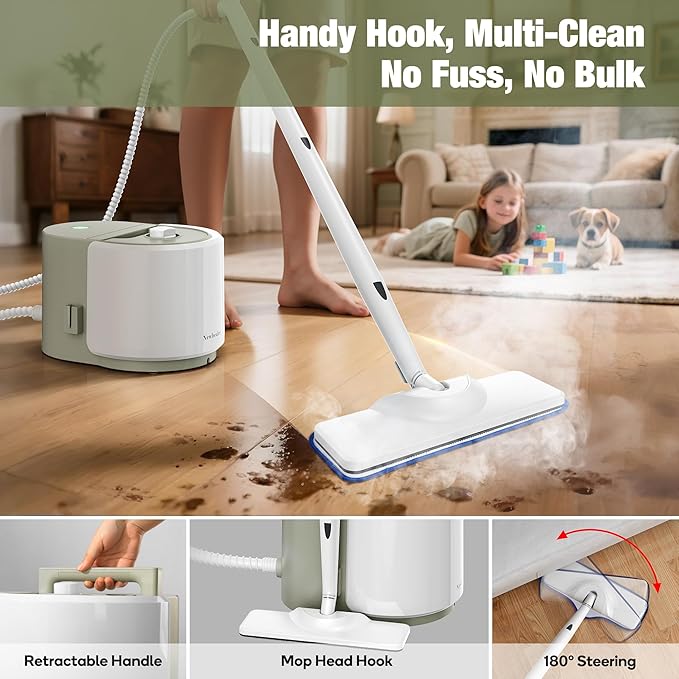Newbealer Heavy-Duty Steam Cleaner for Home, Stainless Steel Boiler, Steam Mop with 20-Piece Accessories, Max 5 Bar, Multi-Purpose Steamer for Floors, Cars, Furniture, Tiles, and More